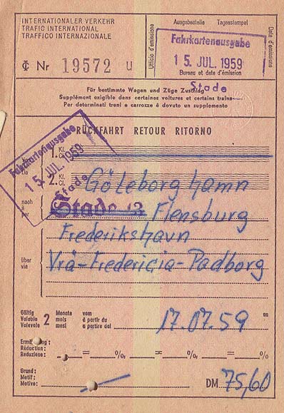 Fahrkarte nach G&ouml;teborg